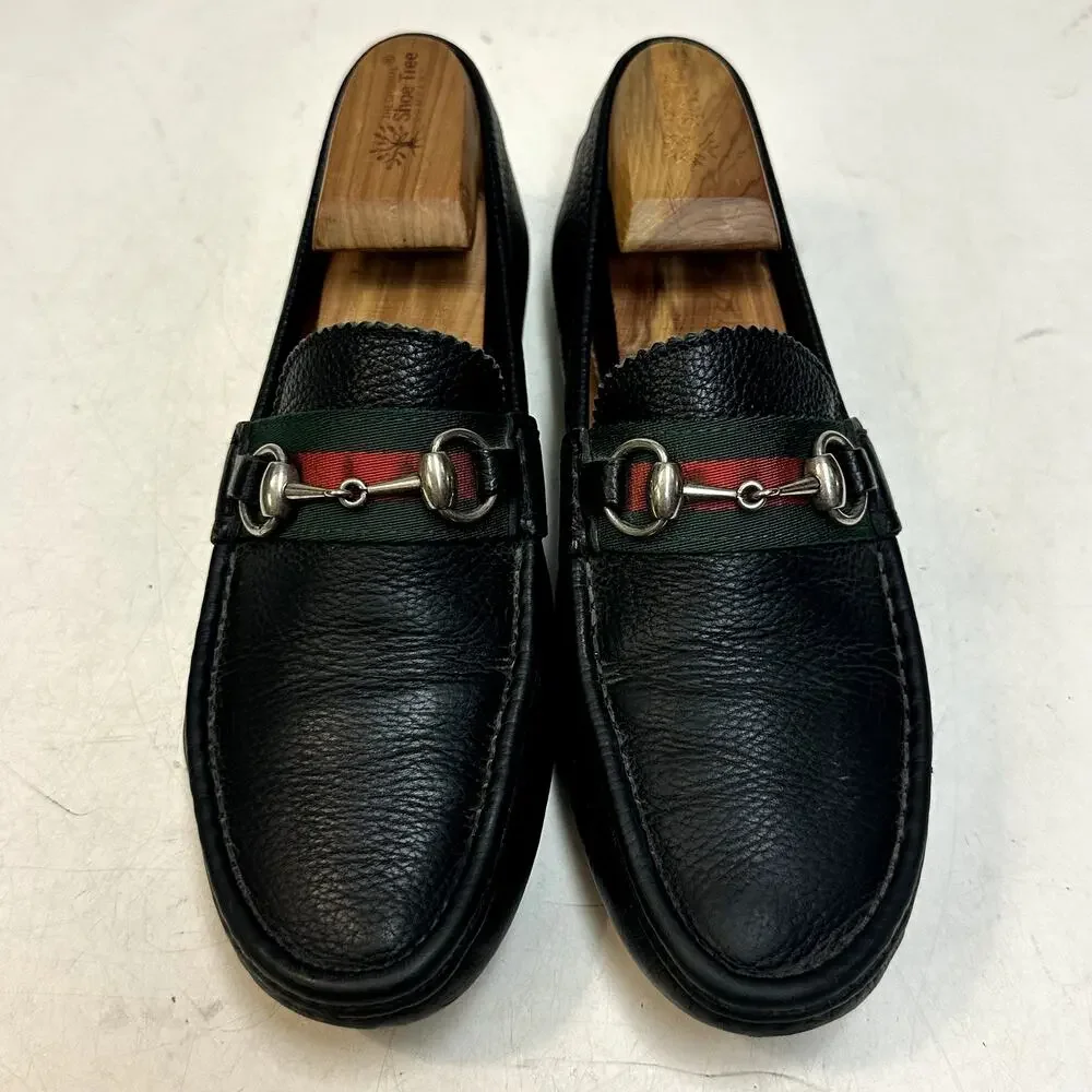 GUC Gucci Horsebit Driver Loafers Ayrton Quentin Green Red Made in Italy US 7.5